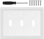 White Decorative Triple Toggle Light Switch Covers Wall Plate, Natural Material Switch Plate Covers - Modern Style (3 Gang Toggle 1 Pack)
