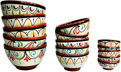 Cactus Canyon Ceramics Salsa Bowls - Spanish Terracotta White Decor - Small Serving Bowl (European Size), Festive Dinnerware 5 Piece Set - Dishwasher & Microwave Safe