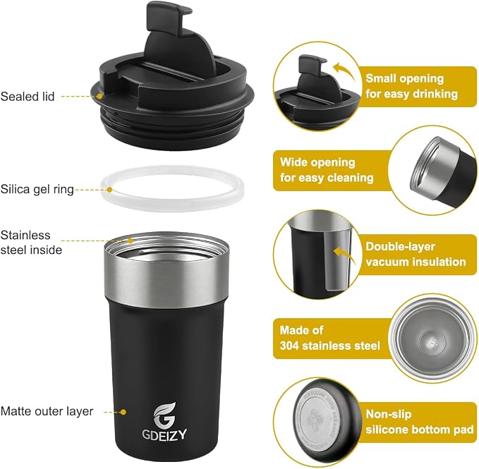 17oz Insulated Travel Coffee Mug, Stainless Steel Cup - Image 4