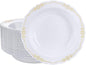 DaYammi 30 Pack Plastic Bowls with Gold Rim, 12oz Disposable Soup Bowls, Gold Bowls Disposable Heavy Duty Dinner Bowl for Wedding, Serving bowls for Party, Dinners, Catering and Everyday Use