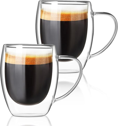 FrutPunch Double walled glass coffee mugs, Glass Coffee Mugs Set Of 2, Glass by FrutPunch