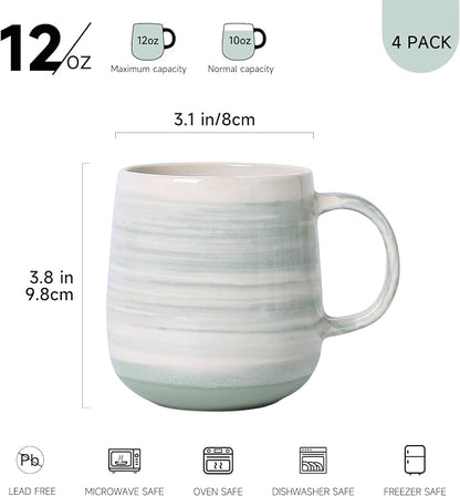 Coffee Mugs Set of 4, 12oz Stoneware Coffee Cups - Image 3
