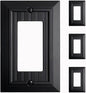 Beadboard Outlet Covers Wall Plates, Bamboo Fiber Light Switch Covers, Natural Material Electric Receptacle Decorative Switch Plate Outlet Cover Matte Black (1 Gang Decorator 4 Pack)