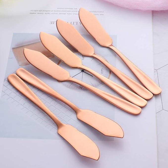 YDware Butter Knives, 18/10 Stainless Steel 6.10 Inch Rose Gold Cheese Spreader - Image 8