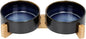 SPUNKYJUNKY Ceramic Dog and Cat Bowl Set with Wooden Stand, Modern Cute Weighted Food Water Set for Small Size Dogs (13.5OZ) & Medium Sized Dogs (28.7OZ) & Cats (1.7 Cups, 2 × Starry Blue)