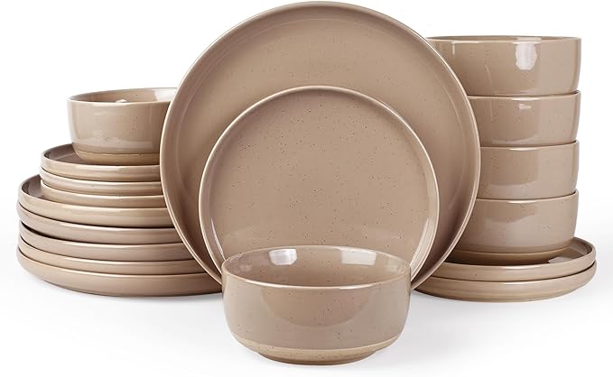 Famiware Milkyway 18-Piece Stoneware Dinnerware Set, Cinnamon Brown | Plates by Famiware