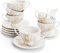WRINGKIT Tea Cups and Saucers Set of 6, 7 Oz, Microwave Safe | Elegant by WRINGKIT