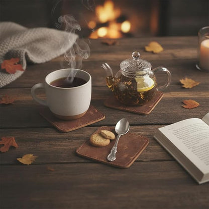 Set of 6 Coaster Geniune Leather Tea Coasters - Image 4