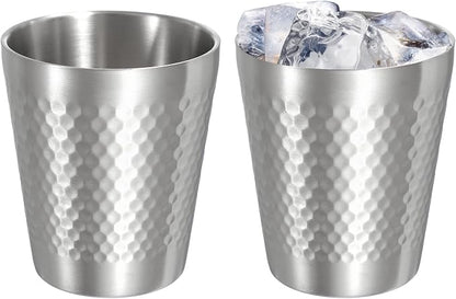 uxcell 2 Pcs Stainless Steel Cups, 10oz/300ml Metal Cups Diamond Textured by uxcell