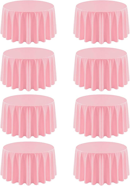 8 Pack Pink Round Tablecloth 90 Inch Valentine’s Day Table Cloth for Round Tables, Washable Polyester Fabric Stain and Wrinkle Resistant Decorative Table Cover for Wedding Party Dining Banquet