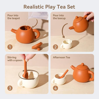 Silicone Tea Set for Toddlers – Kids Tea Set for Girls & Boys, Pretend Play Tea - Image 3