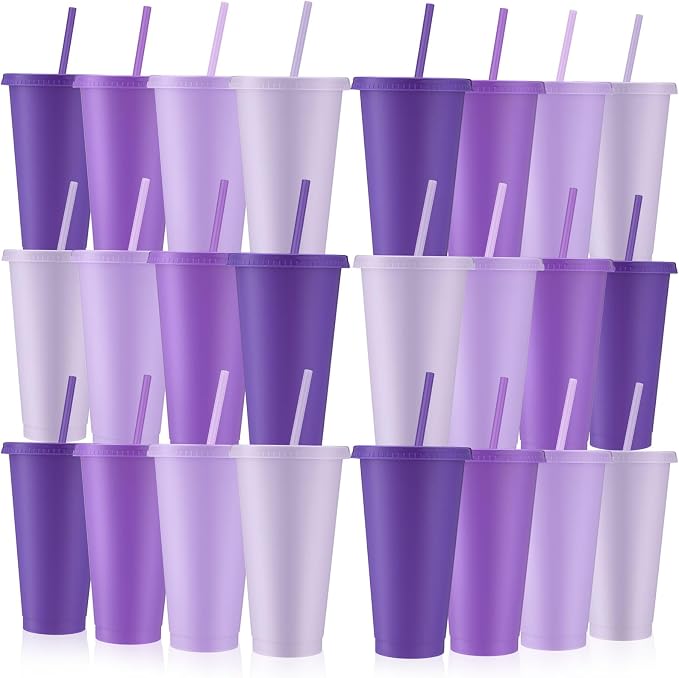 Skylety 24 Pcs Purple Plastic Cups by Skylety
