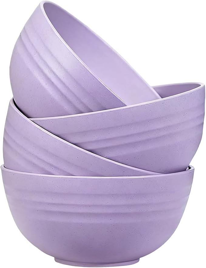Unbreakable Wheat Straw Cereal Bowls Set of 4, 24 OZ Microwave and Dishwasher by Unknown
