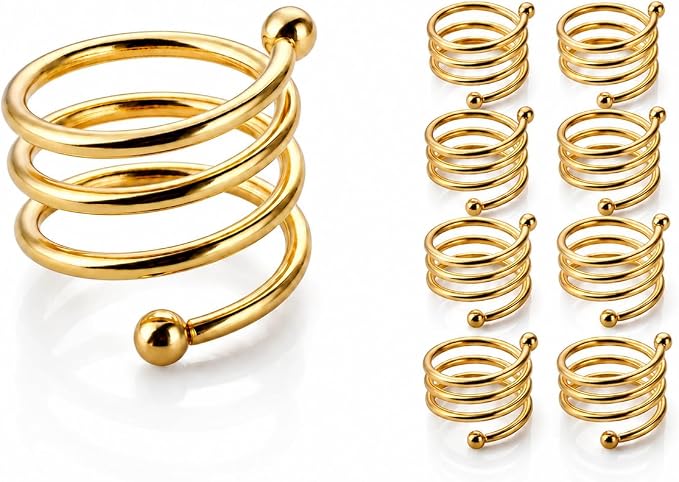 Napkin Ring Set of 8, Metal Serviette Holders by Unknown