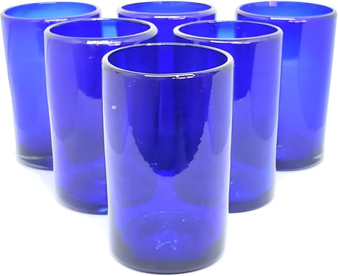 Solid Cobalt Blue 14 oz Drinking Glasses, Recycled Glass, Toxin-Free by MexHandcraft