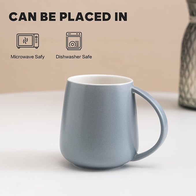 Eyoriza 15Oz Matte Ceramic Coffee Mug, Big Handle, Microwave and Dishwasher Safe - Image 4