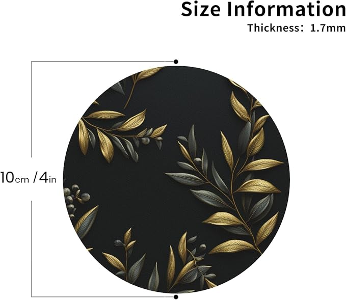 4Pcs Leather Coaster for Drinks Golden Olive Branch Cup Coasters Aesthetic - Image 2