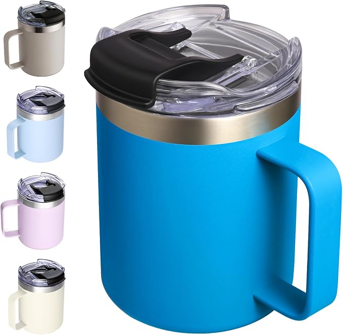 12oz Insulated Travel Coffee Mug by ALOUFEA