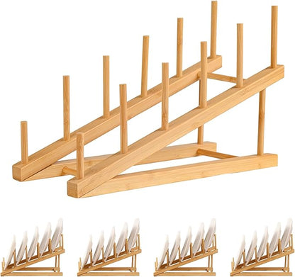 5 Pack Plate Stands For Display,Wooden Multi Plate Holder Cabinet Organizer, 5-Tier Craft Show Vendor Counter Display Rack For Tabletop Book, Art prints, and Platter