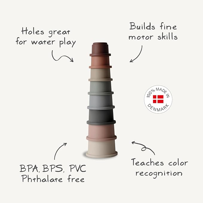 mushie Stacking Cups Toy 8 pcs | Made in Denmark - Image 8