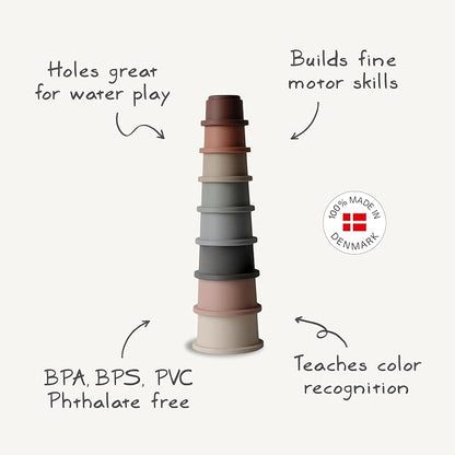 mushie Stacking Cups Toy 8 pcs | Made in Denmark - Image 8