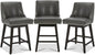 CHITA Counter Height Swivel Bar Stools Set of 3, FSC Certified Upholstered Counter Stools, Modern Swivel Barstools with Wood Legs for Kitchen Island, 26" Seat Height, Faux Leather in Retro Grey