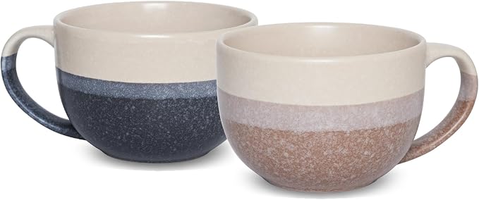 Ceramic Large Coffee Mug Set of 2, 23 Oz, Jumbo Mug Soup Bowls by Bosmarlin