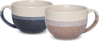 Ceramic Large Coffee Mug Set of 2, 23 Oz, Jumbo Mug Soup Bowls by Bosmarlin