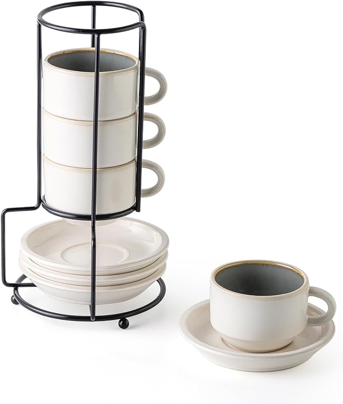 JIEMEI HOME Porcelain Stackable Espresso Cups by JHJIEMEIHOME