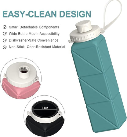 BEAUTAIL Collapsible Water Bottles 21oz/610mL, Silicone Travel Water Bottle | - Image 5