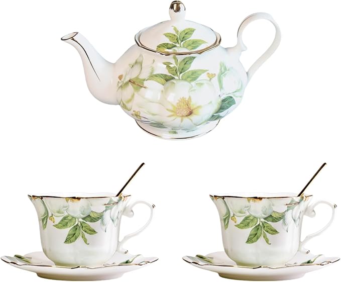 Vintage Floral Porcelain Bone China Tea Set by Unknown