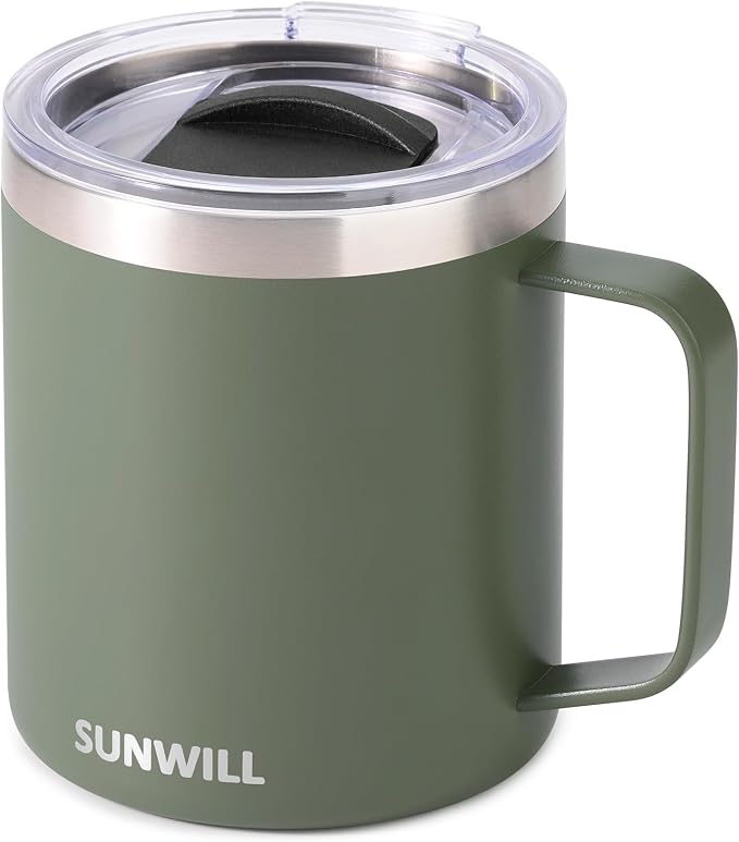 SUNWILL Travel Coffee Mug with Lid, Insulated Tumbler with Handle, 14 oz by SUNWILL