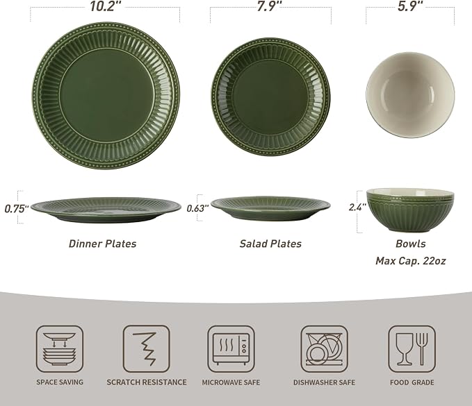 Famiware Ceramic Plates and Bowls Sets, Handmade Dishes Dinnerware - Image 3