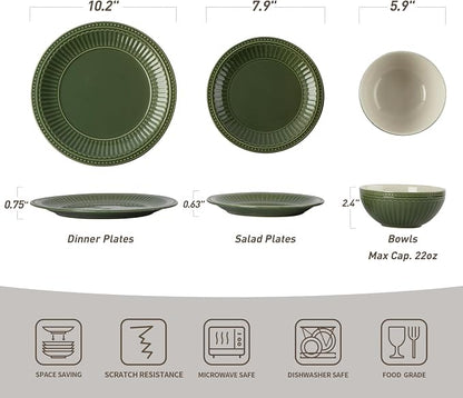 Famiware Ceramic Plates and Bowls Sets, Handmade Dishes Dinnerware - Image 3