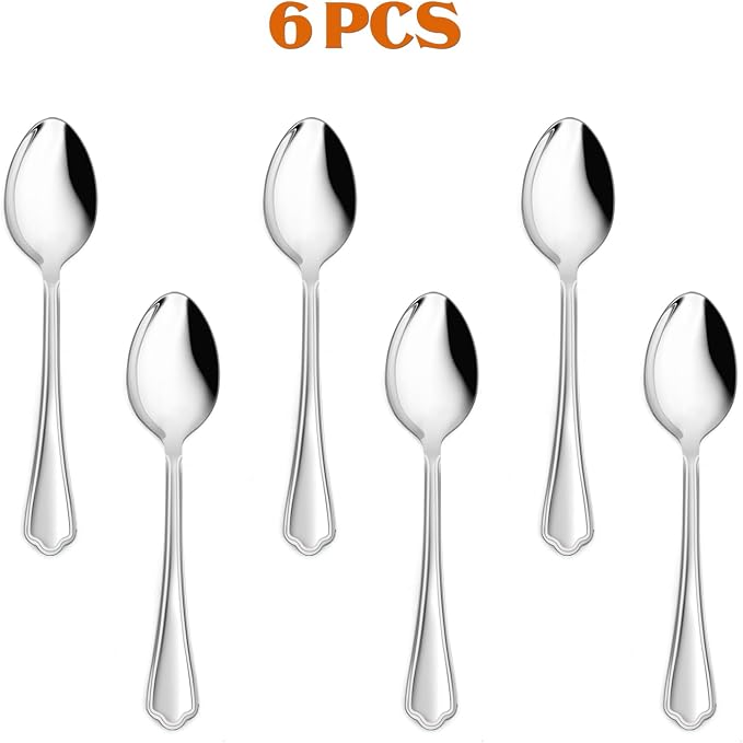 Dinner Spoons Set of 6, E-far 7.9 Inch Stainless Steel Soup Spoons Tablespoons - Image 3