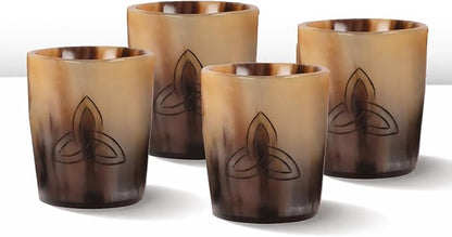 Handicrafts Home Viking Horn Shot Glasses Set of 4, Handmade Natural Ox Horn by HandicraftsHome