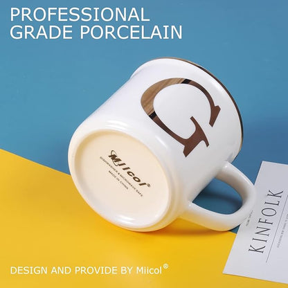 Miicol Ceramic Coffee Mug 16 oz, Monogram Coffee Cup, Golden Initial Tea Mug, Personalized Tea Cup, Unique Gift, Large Mug for Home, Office, Letter G