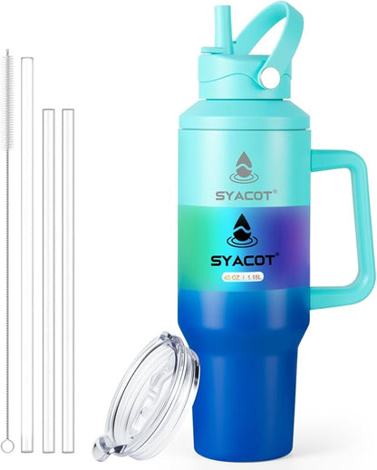 40 oz Tumbler with Handle and Straw or Convert to 40 oz Insulated Water Bottle by SYACOT