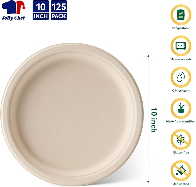 Compostable Heavy Duty Plates   Eco-Friendly Disposable Paper - Image 2