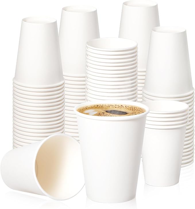Fit Meal Prep 100 Pack 12 oz Disposable Paper Coffee Cups, Premium Hot Cups by FMPBRANDS