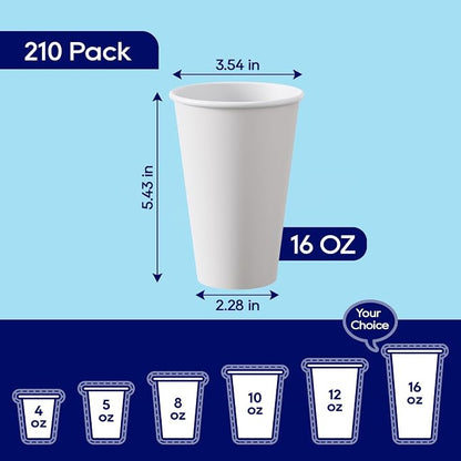 LITOPAK 210 Pack 16 oz Disposable Paper Coffee Cup, Hot/Cold Beverage Drinking - Image 2