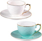 KAMMAK Tea Cups and Saucers Set of 2, Fine Bone China Coffee Cups, GH021 | by KAMMAK