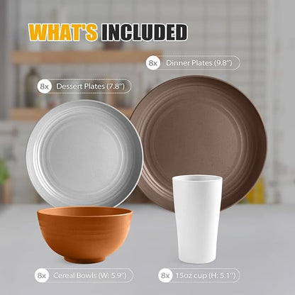 Teivio 32-Piece Plates and Bowls Sets - Image 2