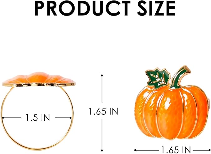 wonlex Pumpkin Napkin Rings Set of 6, Fall Napkin Rings Holder, Metal Napkin - Image 7