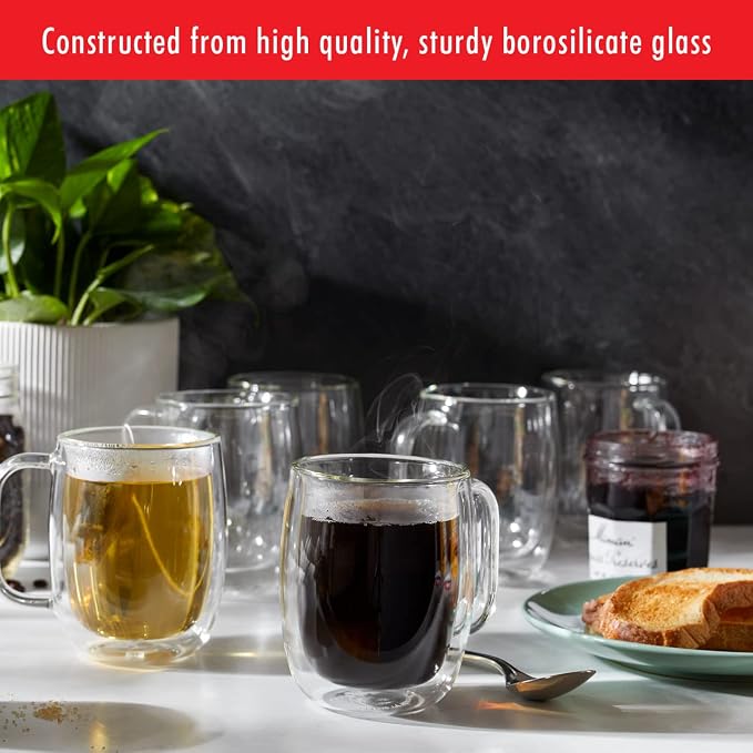 Zwilling Sorrento Plus 2-Pc Double Wall Insulated Glass Coffee Mug Set | - Image 3