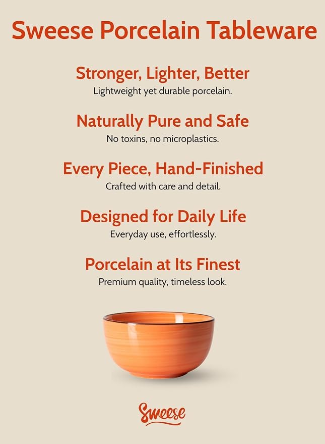 Sweese 10 Oz Ceramic Ice Cream Bowls, Soup Bowls, Dishwasher Microwave Safe - Image 7
