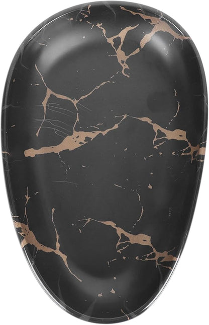 Marble Pattern Oval Dinner Plate 10.2 Inch Imitation Porcelain Steak Plate Western Tableware Fruit Storage Tray for Home Dining