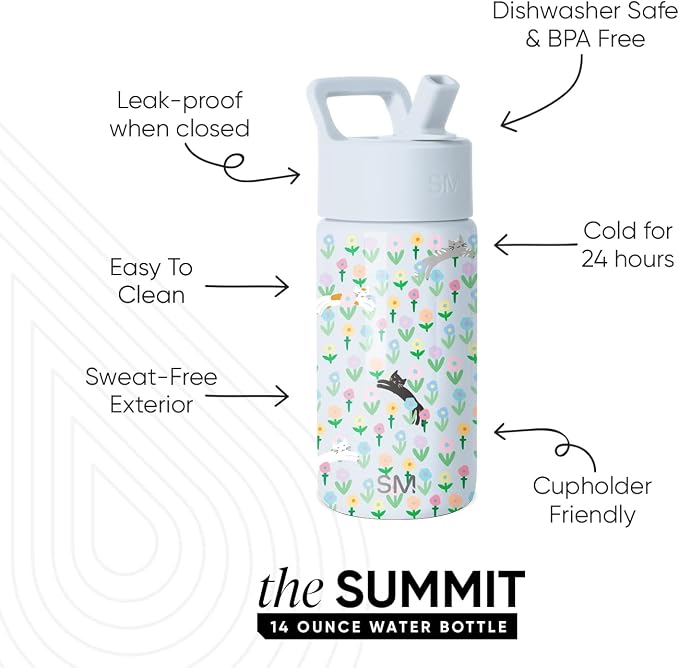 Simple Modern Kids Water Bottle & Toddler Cup | 14oz | Kittens | Insulated - Image 2