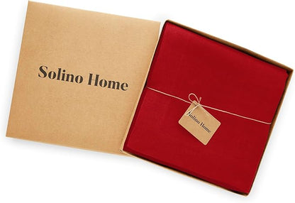 Solino Home Red Linen Tablecloth 70 x 90 Inch - 100% Pure Linen Table Cloth for Rectangle Tables - Sonoma, Machine Washable Tablecloth for Valentines, Winter