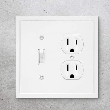 Henne Bery Modern Edge Decorative Wall Plate Switch Plate Outlet Cover, Durable Solid Zinc Alloy (Toggle/Duplex, White)